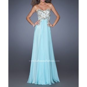 La Femme Aqua Prom Dress w/ Sequined Bodice size 4